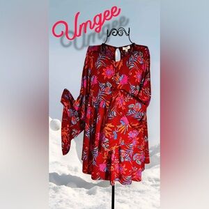 Floral Red and Pink Tunic Blouse